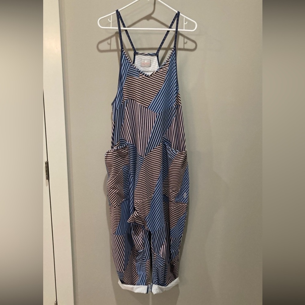 NWT FREE PEOPLE Movement Printed Hot Shot Onesie in Black Stripe Combo - Picture 4 of 5